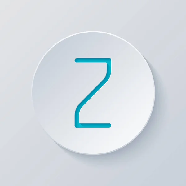 Número Numeral Dois Círculo Corte Com Camadas Cinza Azul Estilo — Vetor de Stock