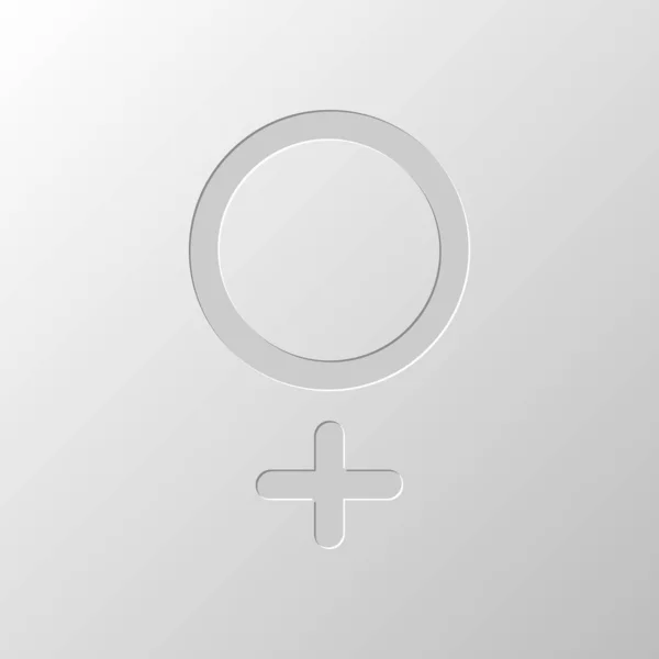 Genderový Symbol Lineární Symbol Jednoduché Ženy Ikona Design Papíru Broušená — Stockový vektor