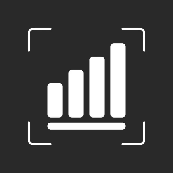 Växande Graph Rad Ikon Vita Objekt Kameran Autofokus Mörk Bakgrund — Stock vektor