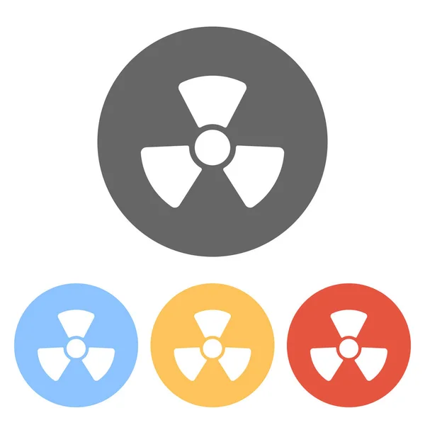 Strahlung Einfaches Symbol Radioaktivität Set Weißer Symbole Auf Farbigen Kreisen — Stockvektor