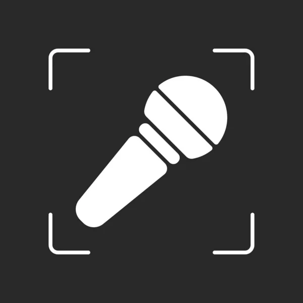 Icône Microphone Mains Objet Blanc Autofocus Caméra Sur Fond Sombre — Image vectorielle
