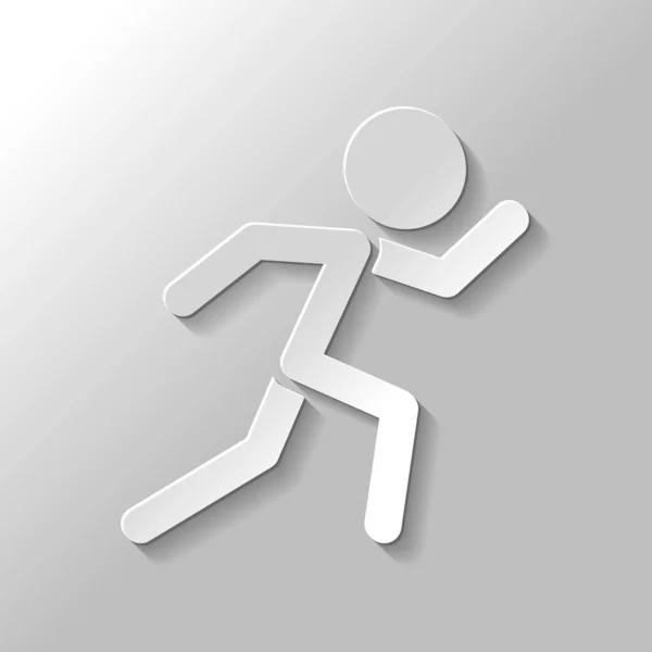 Hombre Corriendo Icono Simple Estilo Papel Con Sombra Sobre Fondo — Vector de stock