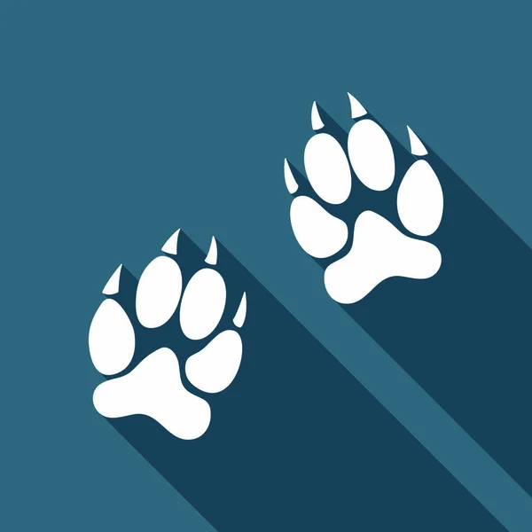 Animal Tracks Icon Icono Plano Blanco Con Sombra Larga Fondo — Vector de stock