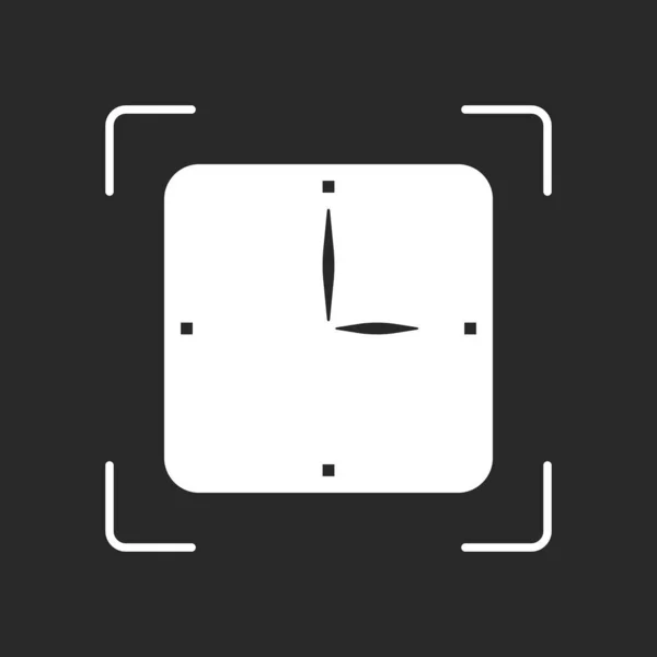 Icono Reloj Simple Objeto Blanco Enfoque Automático Cámara Sobre Fondo — Vector de stock