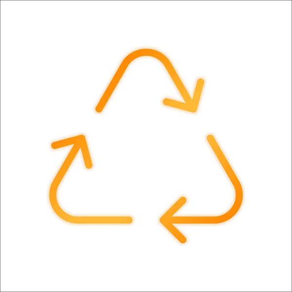 Recycling Hergebruik Pictogram Dunne Pijlen Lineaire Stijl Oranje Ondertekenen Met — Stockvector