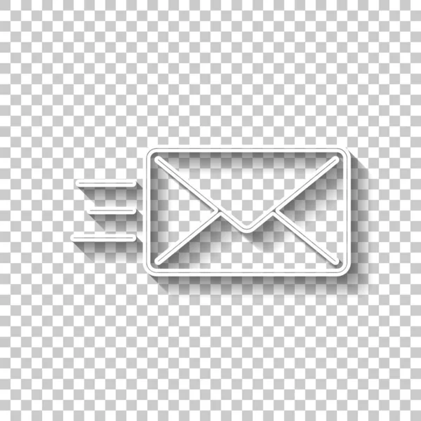 发送邮件图标 短信行 白色轮廓线 在透明背景上有阴影 — 图库矢量图片
