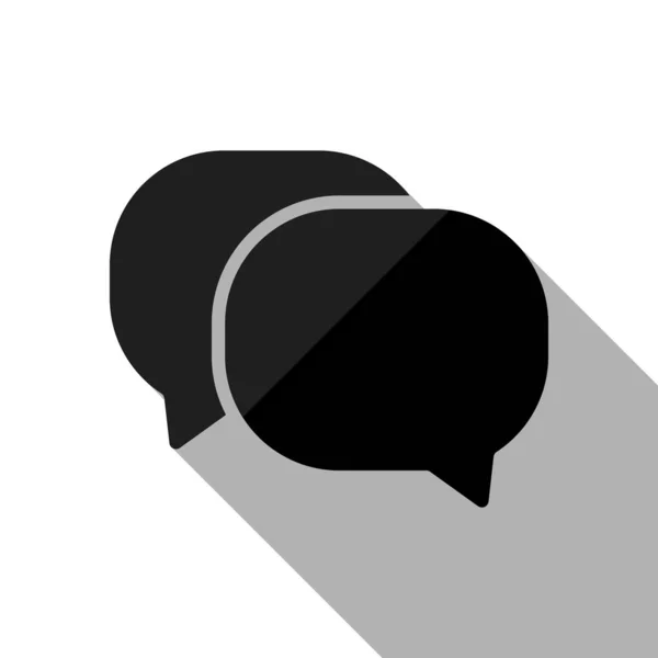 Chat Symbol Schwarzes Objekt Mit Langem Schatten Auf Weißem Hintergrund — Stockvektor