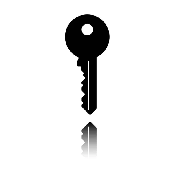 Schlüsselsymbol Schwarzes Symbol Mit Spiegelreflexion Auf Weißem Hintergrund — Stockvektor