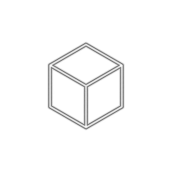 Cube Vide Géométrique Icône Contour Simple Silhouette Contour Pointillé Avec — Image vectorielle