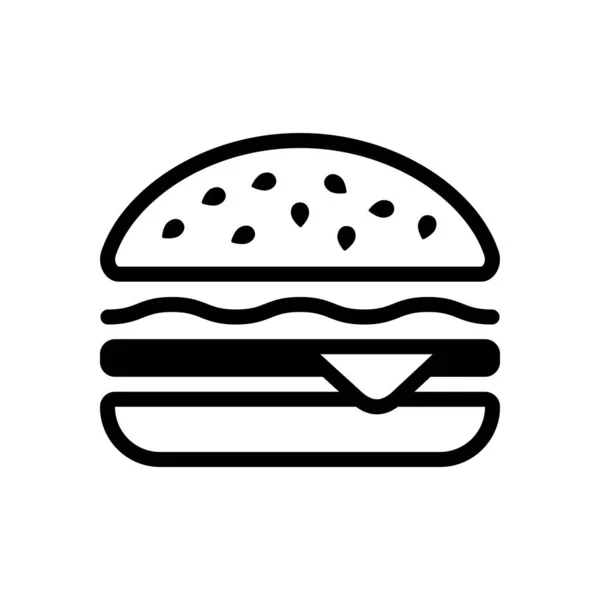 Hamburgare Ikonen Fast Food Linjär Dispositionssymbol Svart Symbol Vit Bakgrund — Stock vektor