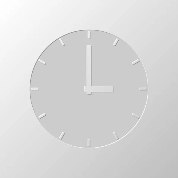 Icono Reloj Simple Diseño Papel Símbolo Cortado Estilo Entallado — Vector de stock