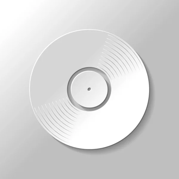 Icône Vinyle Style Papier Avec Ombre Sur Fond Gris — Image vectorielle