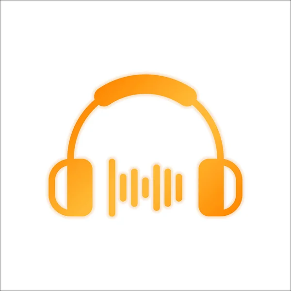 Наушники Музыкальная Волна Средний Уровень Громкости Простая Иконка Оранжевый Знак — стоковый вектор