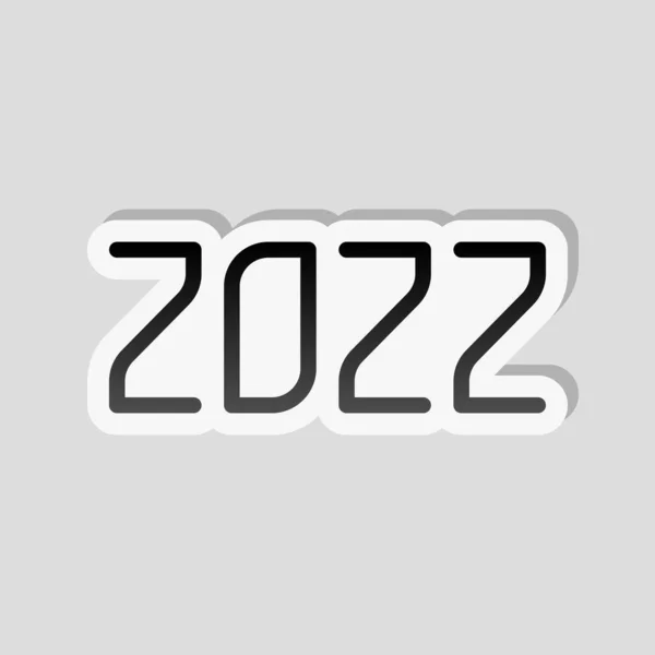 Icône Numéro 2022 Bonne Année Style Autocollant Avec Bordure Blanche — Image vectorielle