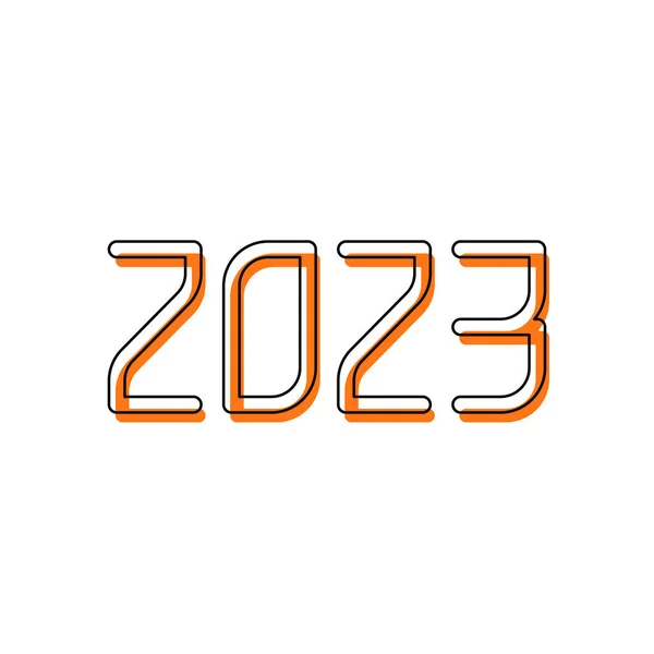 Иконка Номера 2023 Новым Годом Изолированная Иконка Состоящая Черно Тонкого — стоковый вектор