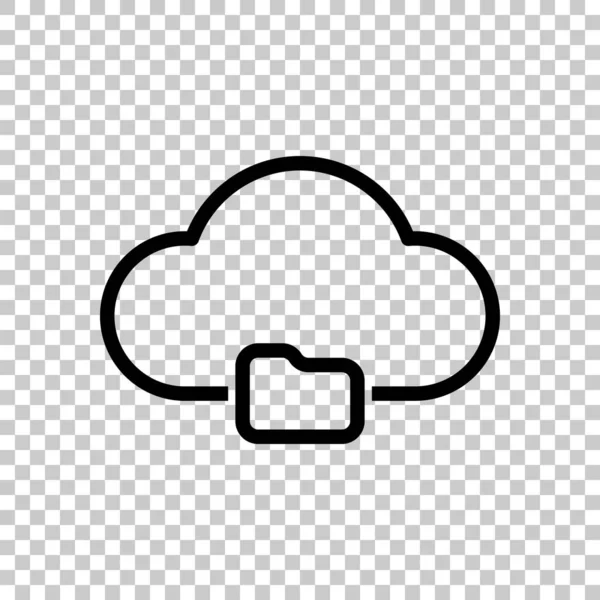 outline simple cloud and folder. linear symbol with thin outline. On transparent background.