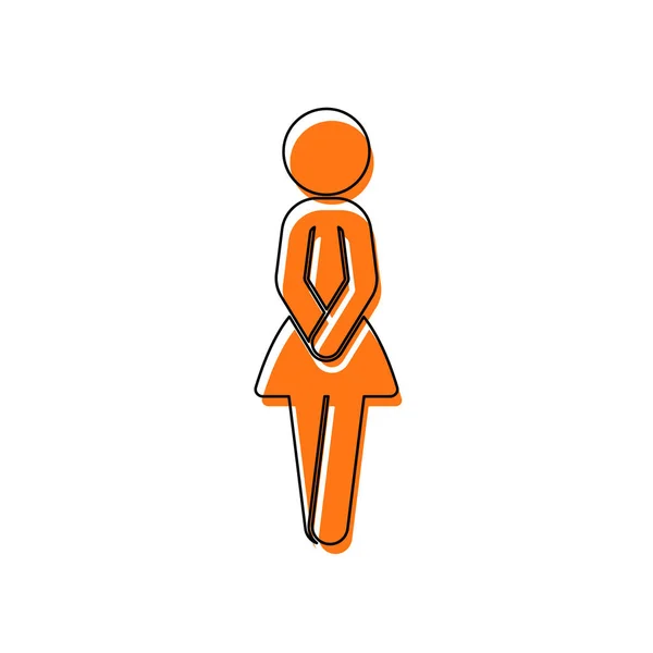 女性剪影 女人图标 由黑色薄轮廓和橙色组成的独立图标在不同的图层上移动填充 白色背景 — 图库矢量图片