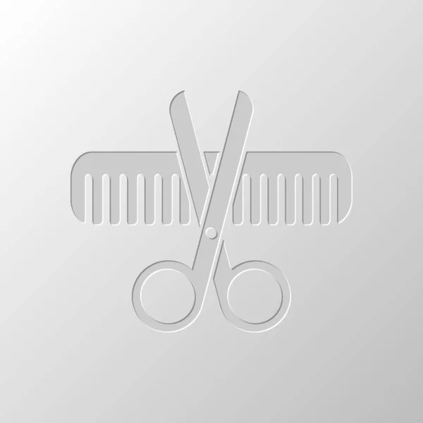 Ciseaux Brosse Cheveux Outils Croisés Coiffeur Conception Papier Symbole Coupé — Image vectorielle