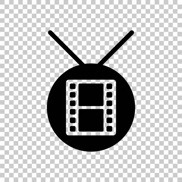 Cercle Avec Icône Bande Film Symbole Noir Sur Fond Transparent — Image vectorielle