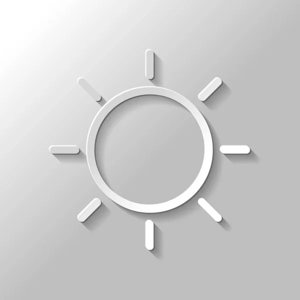 Икона Солнца Линейный Тонкий Контур Бумажный Стиль Тенью Сером Фоне — стоковый вектор