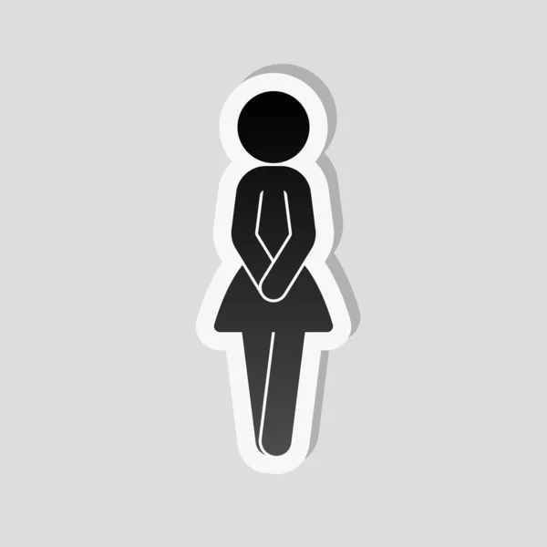 Vrouwelijke Silhouet Vrouw Pictogram Sticker Stijl Met Witte Rand Eenvoudige — Stockvector