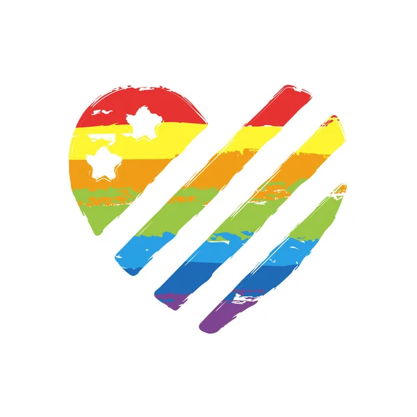 Icône Drapeau Usa Simple Forme Coeur Panneau Dessin Style Lgbt — Image vectorielle