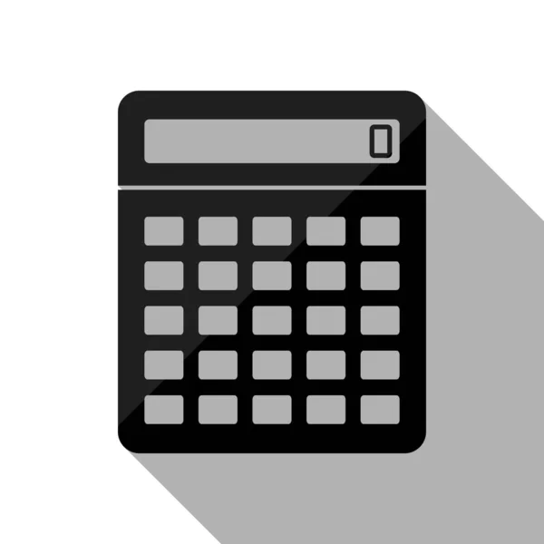 Taschenrechner Symbol Schwarzes Objekt Mit Langem Schatten Auf Weißem Hintergrund — Stockvektor
