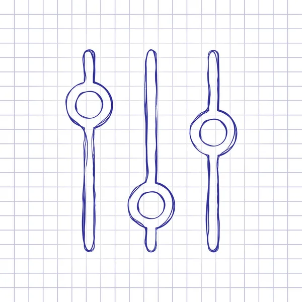 Ajuste Icono Simple Cuadro Dibujado Mano Hoja Papel Tinta Azul — Vector de stock