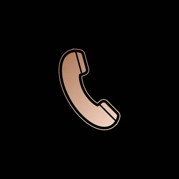 电话接收器图标 红色金子样式在黑色背景 — 图库矢量图片