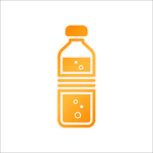 Bottle Water Bubbles Simple Single Icon Orange Sign Low Light — Stock Vector