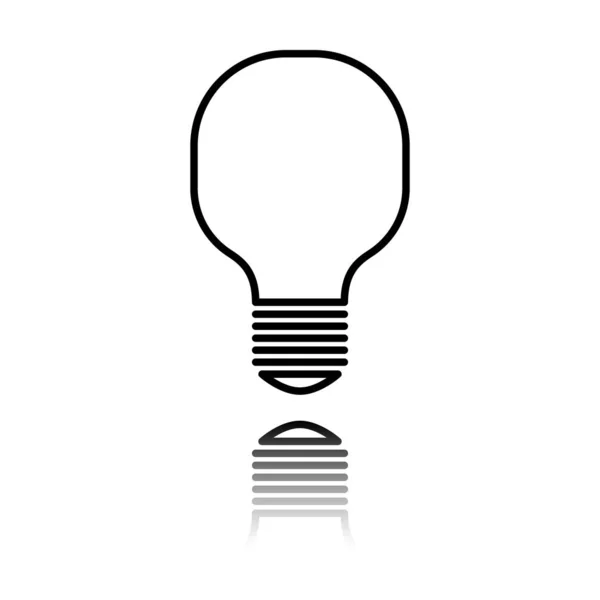 Lampensymbol Schwarzes Symbol Mit Spiegelreflexion Auf Weißem Hintergrund — Stockvektor