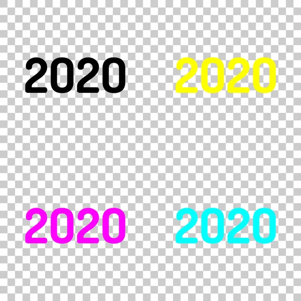 Εικονίδιο Αριθμού 2020 Ευτυχισμένος Καινούριος Χρόνος Έγχρωμο Σετ Εικόνες Cmyk — Διανυσματικό Αρχείο