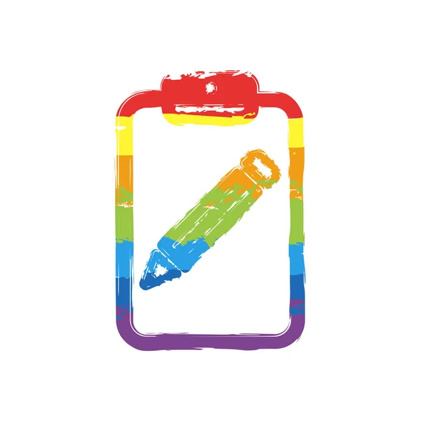 平板电脑 纸张和铅笔 Lgbt 风格的绘图符号 七种颜色的彩虹 — 图库矢量图片