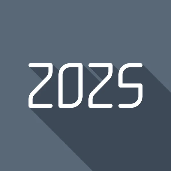 Ikon Nomor 2025 Selamat Tahun Baru Ikon Datar Putih Dengan - Stok Vektor
