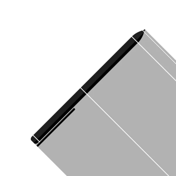 ペンのアイコン 白い背景上の長い影と黒い物体 — ストックベクタ