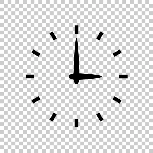 Icono Simple Del Reloj Icono Negro Sobre Fondo Transparente — Archivo Imágenes Vectoriales