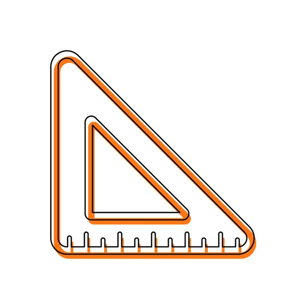 Простой Треугольник Правитель Изолированная Иконка Состоящая Черно Тонкого Контура Оранжевого — стоковый вектор