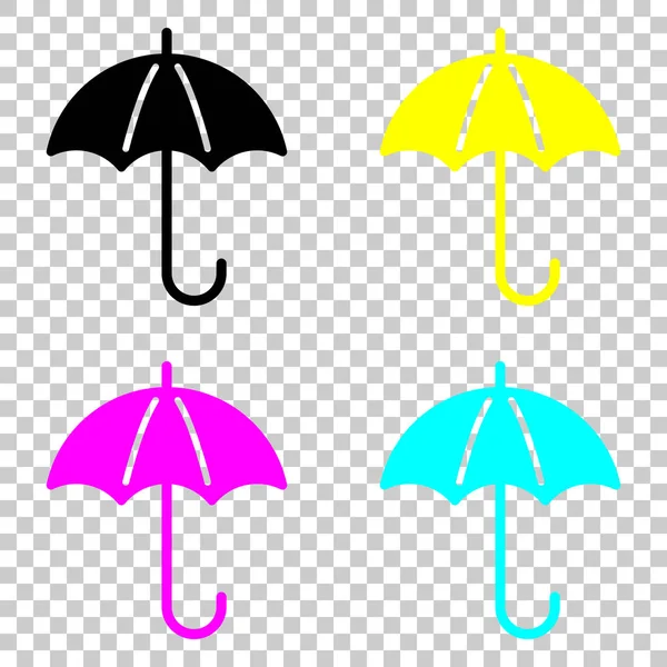 şemsiye simgesi. Cmyk simgeleri şeffaf arka plan üzerinde renkli dizi.