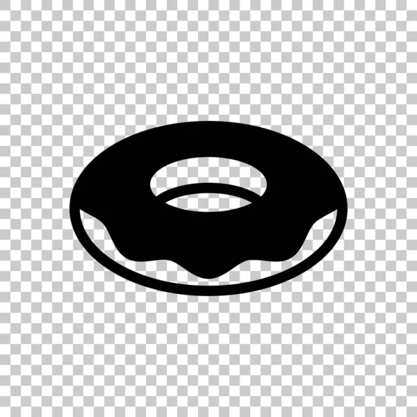 Пончик Икона Еды Вид Сбоку Черный Символ Прозрачном Фоне — стоковый вектор