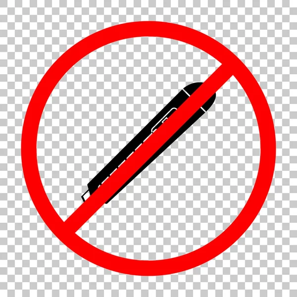 Kağıt kesici simgesi. Siyah kırmızı uyarı işareti şeffaf arka plan ile nesnesinde izin yok