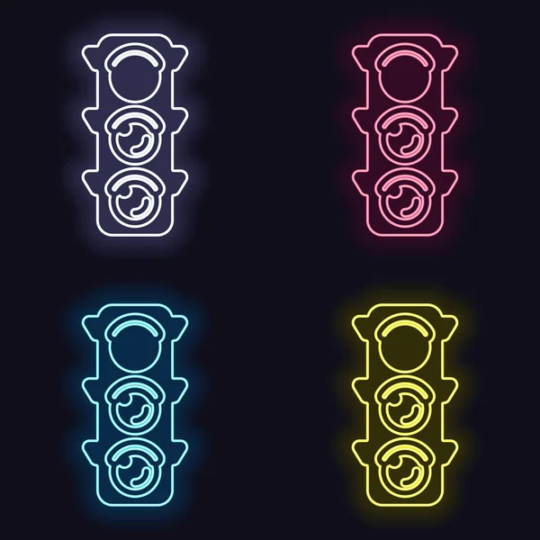 Trafik ışığı simgesi. Durma, kırmızı veya stand iz. Neon işareti kümesi. Koyu arka plan üzerinde casino tarzı. Seamless modeli