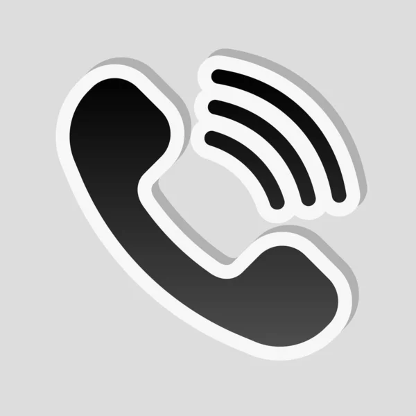 Ícone Telefone Tocar Símbolo Retrô Estilo Adesivo Com Borda Branca — Vetor de Stock