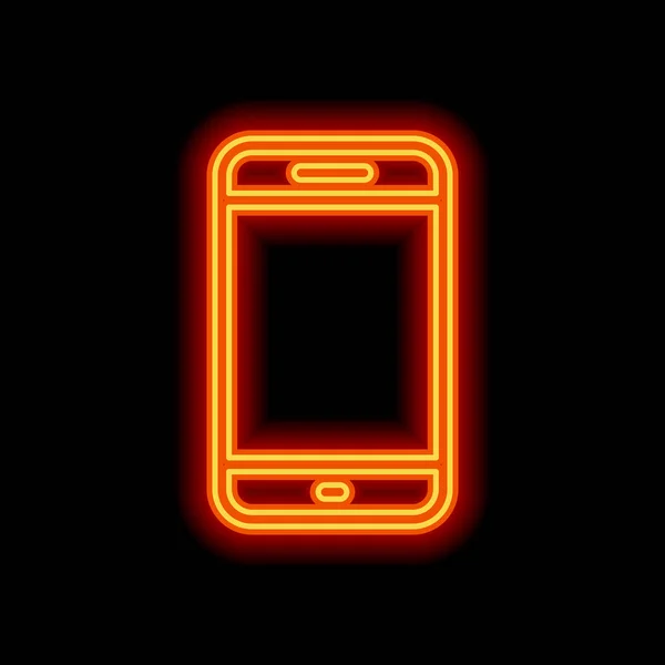 Ikona Prosty Telefon Komórkowy Symbol Liniowy Cienkie Kontury Pomarańczowa Neon — Wektor stockowy