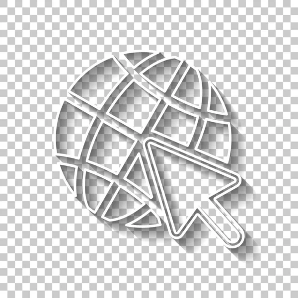 Значок Глобус Стрелка Знак Белого Контура Тенью Прозрачном Фоне — стоковый вектор