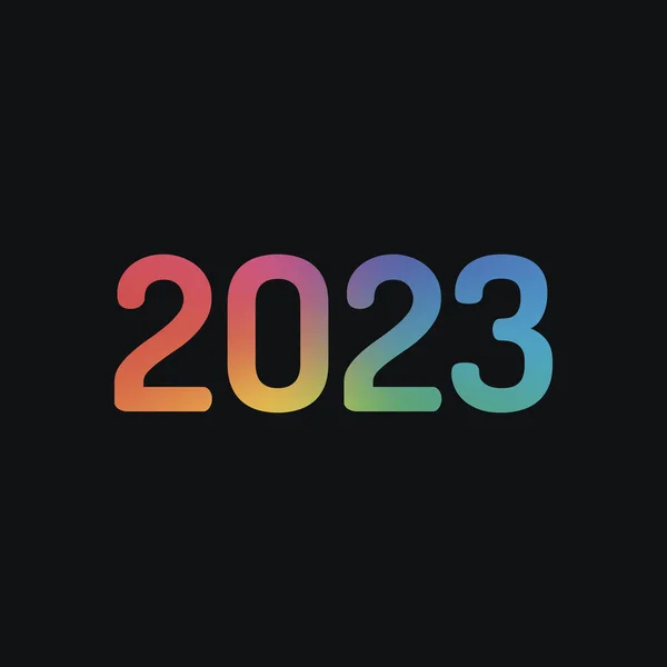 2023 Sayı Simgesi Yeni Yılınız Kutlu Olsun Gökkuşağı Rengi Koyu — Stok Vektör