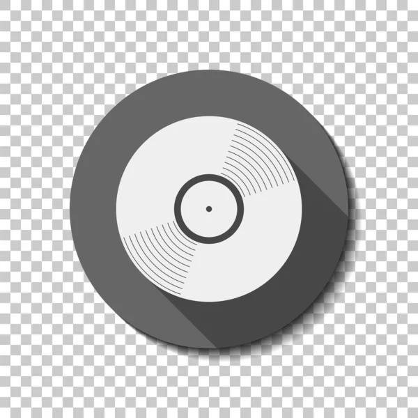 Icono Vinilo Icono Plano Blanco Con Sombra Larga Círculo Sobre — Vector de stock