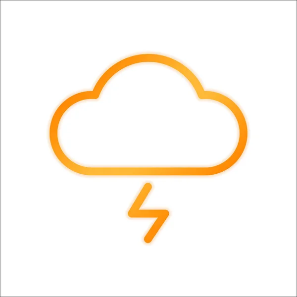 云和闪电 简单的大纲图标 线性符号与薄轮廓 橙色标志与低光在白色背景 — 图库矢量图片