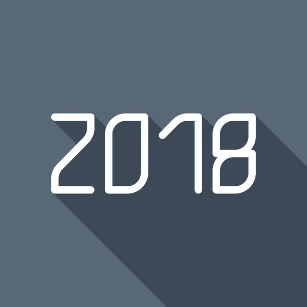 2018 Sayı Simgesi Yeni Yılınız Kutlu Olsun Uzun Gölge Arka — Stok Vektör