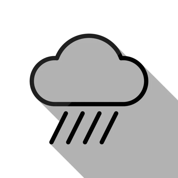 Хмарність Дощ Погода Проста Піктограма Лінійний Стиль Чорний Єкт Довгою — стоковий вектор