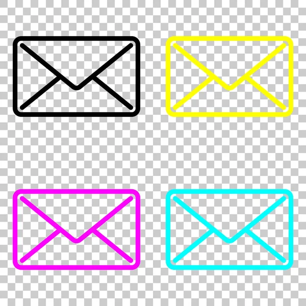 Mail Schließen Symbol Farbige Reihe Von Cmyk Symbolen Auf Transparentem — Stockvektor